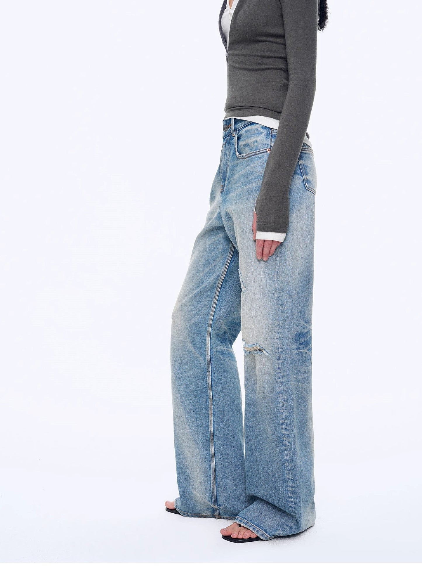 Handmade Whisker Flared Jeans – Spring Blue Wash