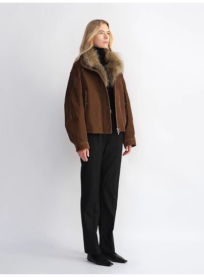 Loose Parka With Detachable Raccoon Fur Collar – Retro Chic Winter