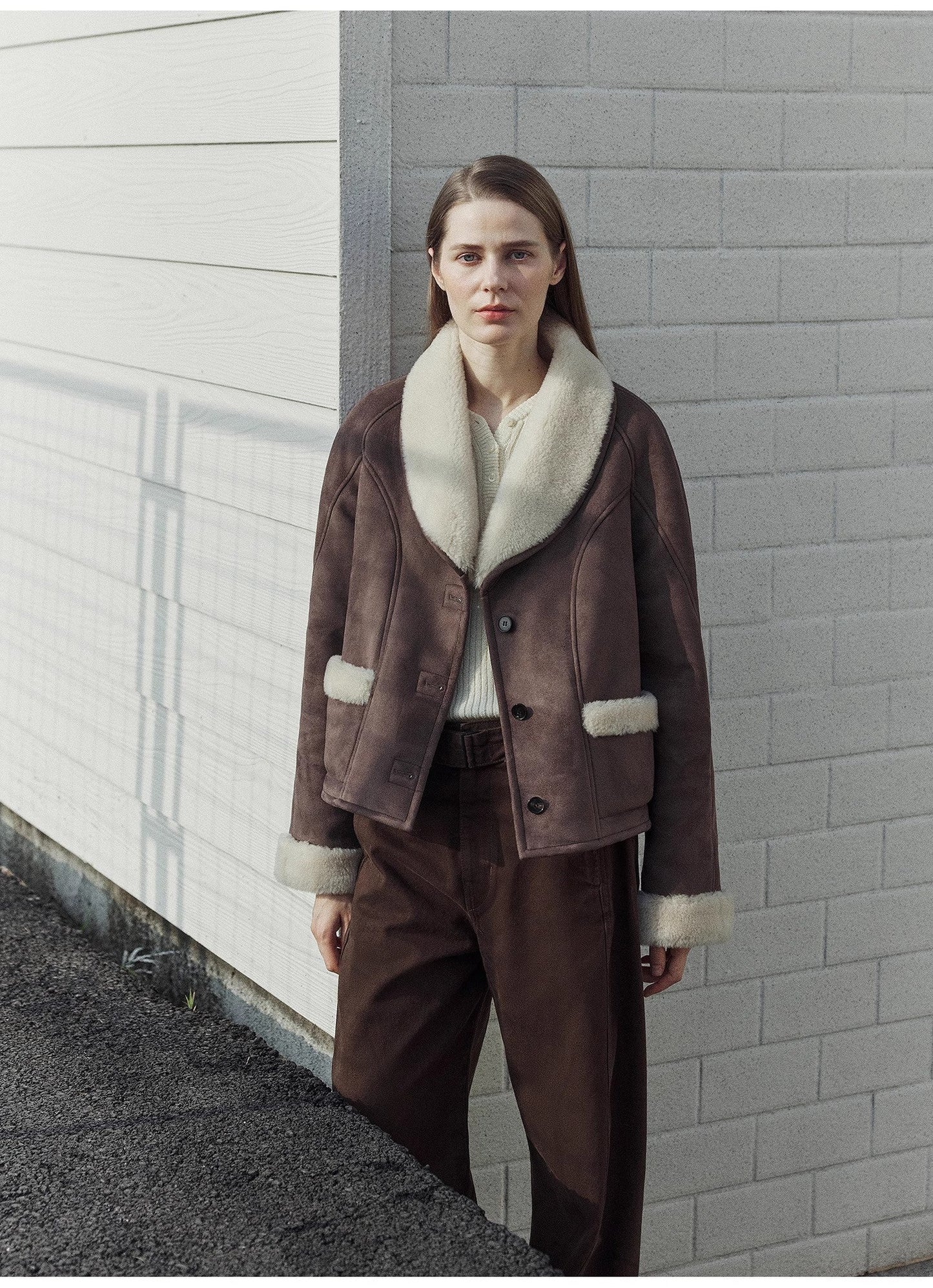 Imported High-Quality Lamb Contrast Color Fruit Collar Short Wool Fur Coat