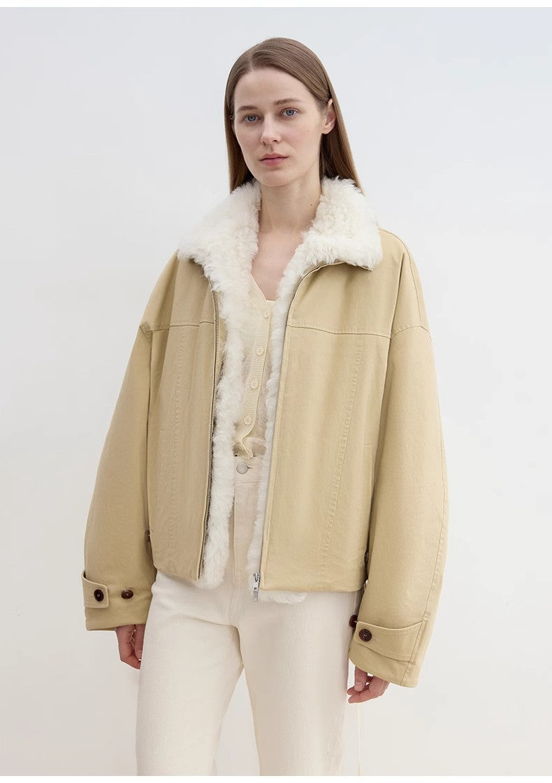 Detachable Shearling Collar Down Parka – Casual Chic Winter Warmth