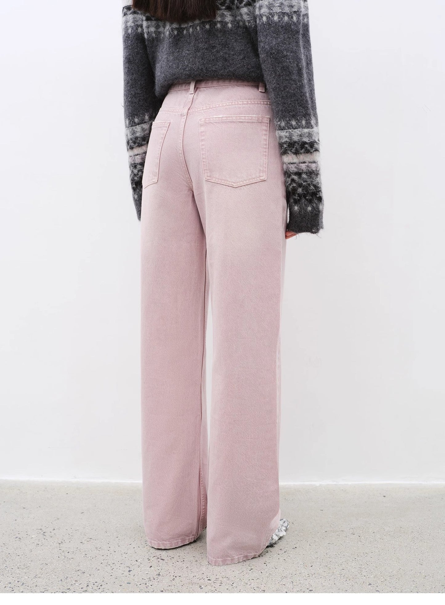 Fireladyfur Pink Vintage Straight Jeans – All-Match Casual Denim