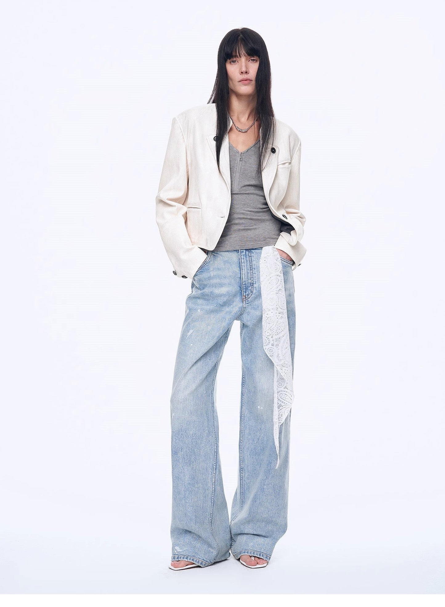 Distressed Dirty-Dyed Tencel Cotton Jeans – Vintage Glam Streetwear