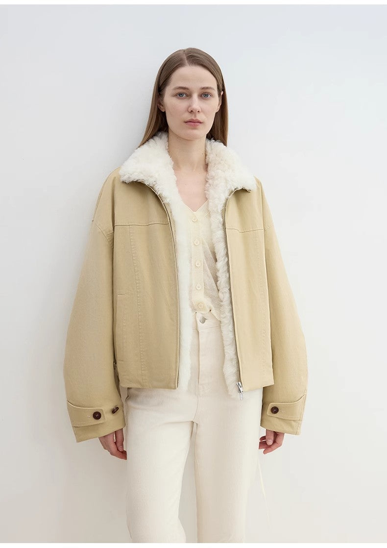 Detachable Shearling Collar Down Parka – Casual Chic Winter Warmth