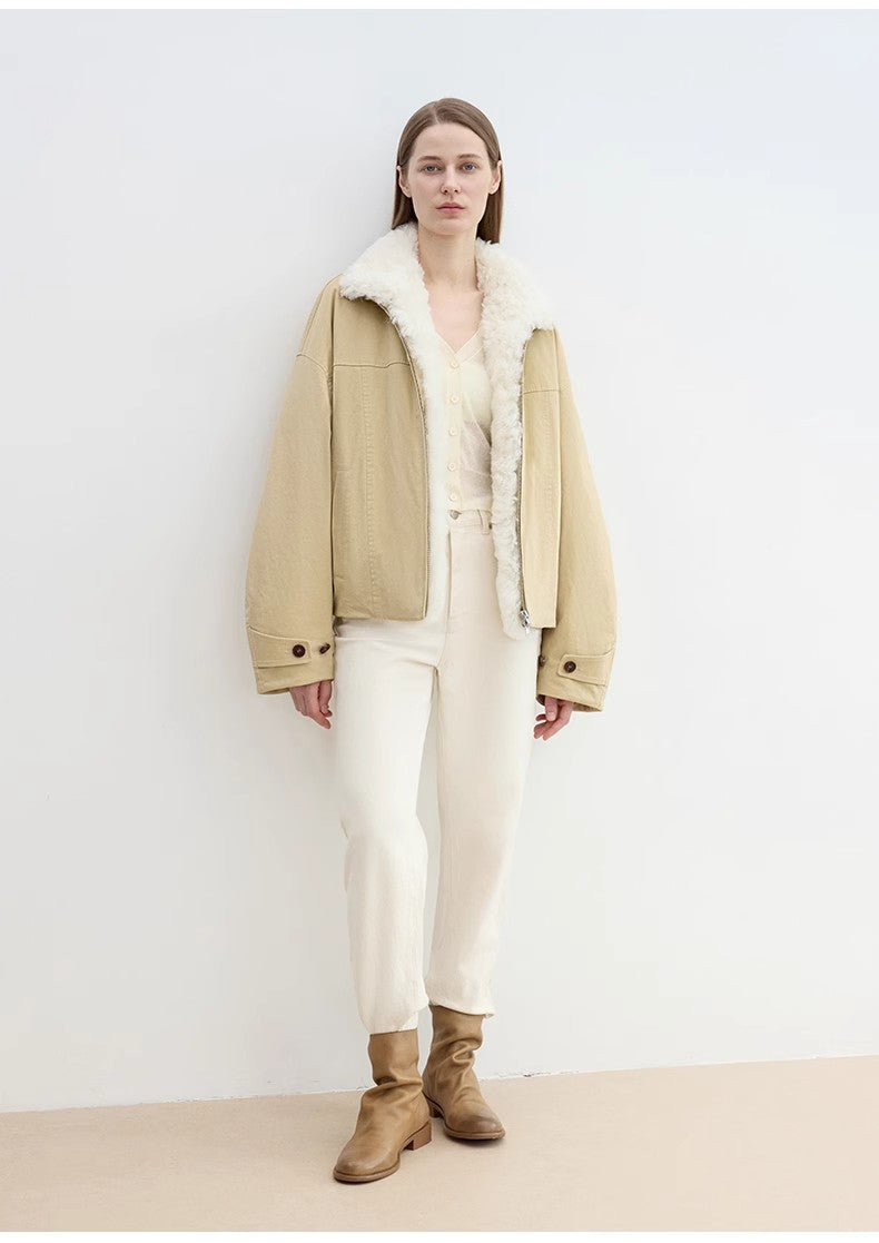 Detachable Shearling Collar Down Parka – Casual Chic Winter Warmth