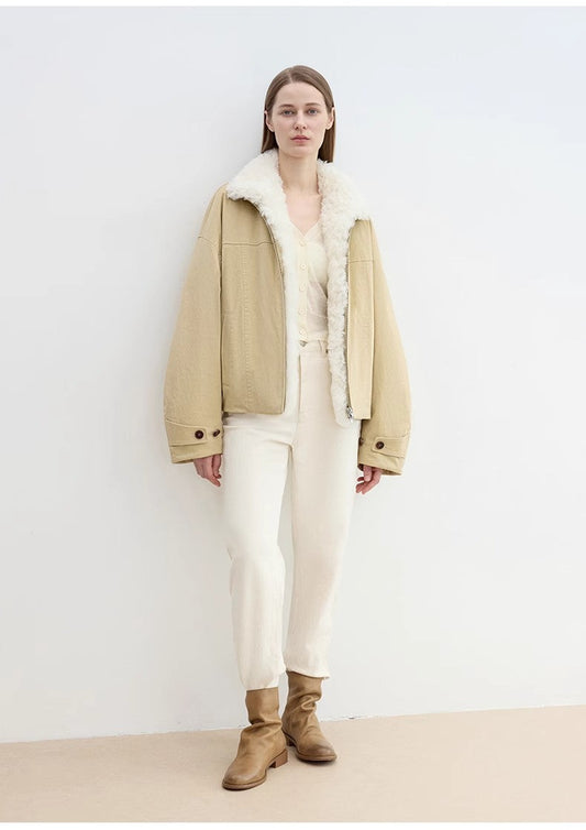 Detachable Shearling Collar Down Parka – Casual Chic Winter Warmth