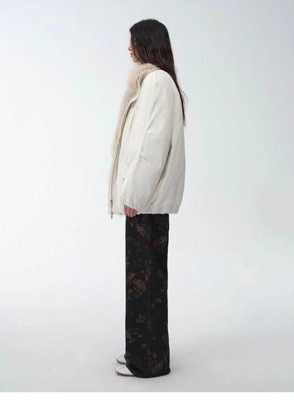 Fireladyfur Women's Mid-Length Two-Tone Fox Fur Down Jacket