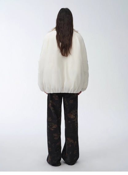 Fireladyfur Women's Mid-Length Two-Tone Fox Fur Down Jacket