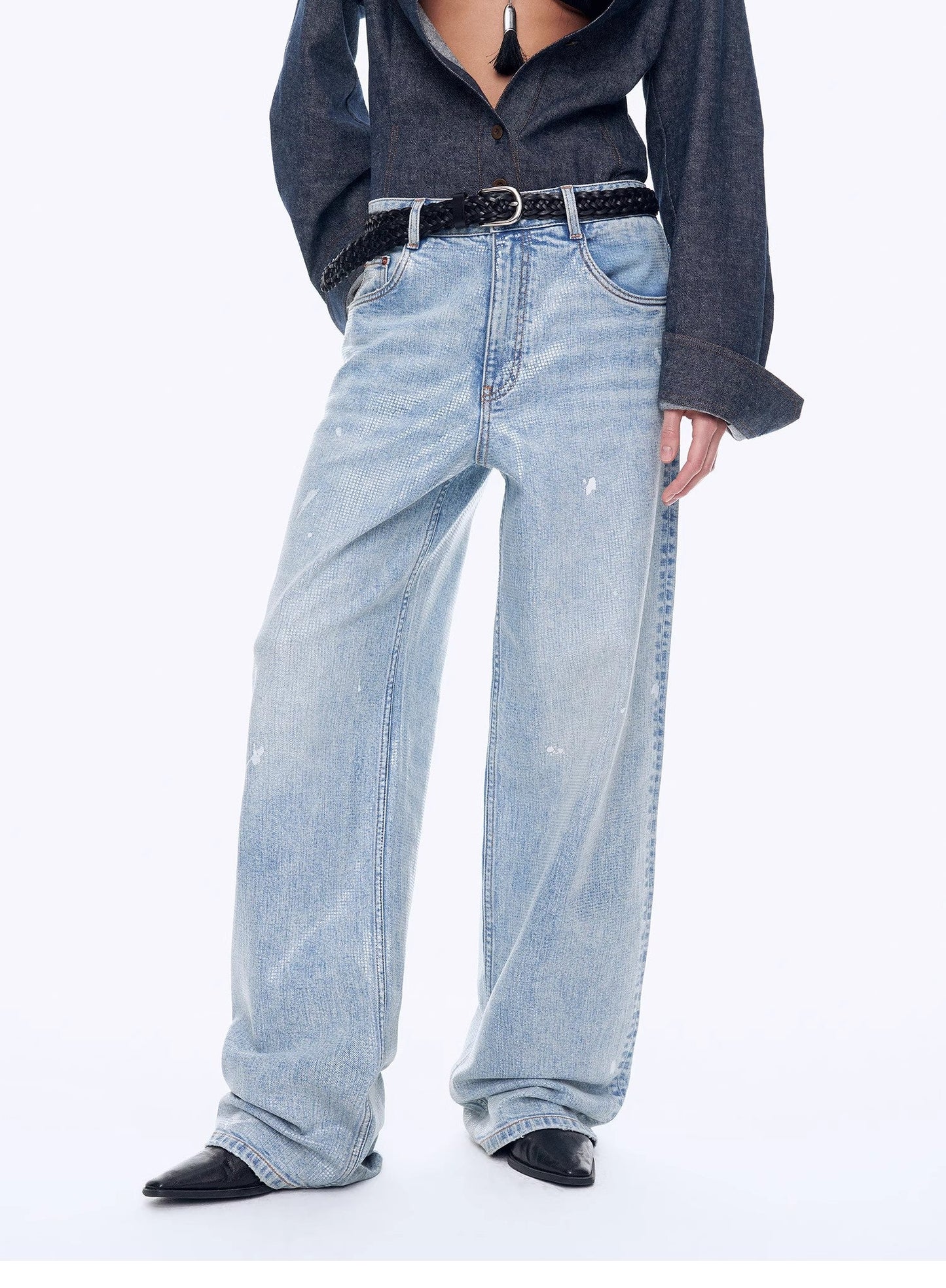 Distressed Dirty-Dyed Tencel Cotton Jeans – Vintage Glam Streetwear
