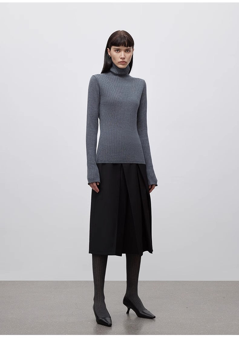 Machine Washable Wool Pile Collar Turtleneck
