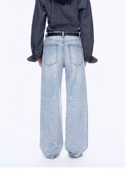 Distressed Dirty-Dyed Tencel Cotton Jeans – Vintage Glam Streetwear