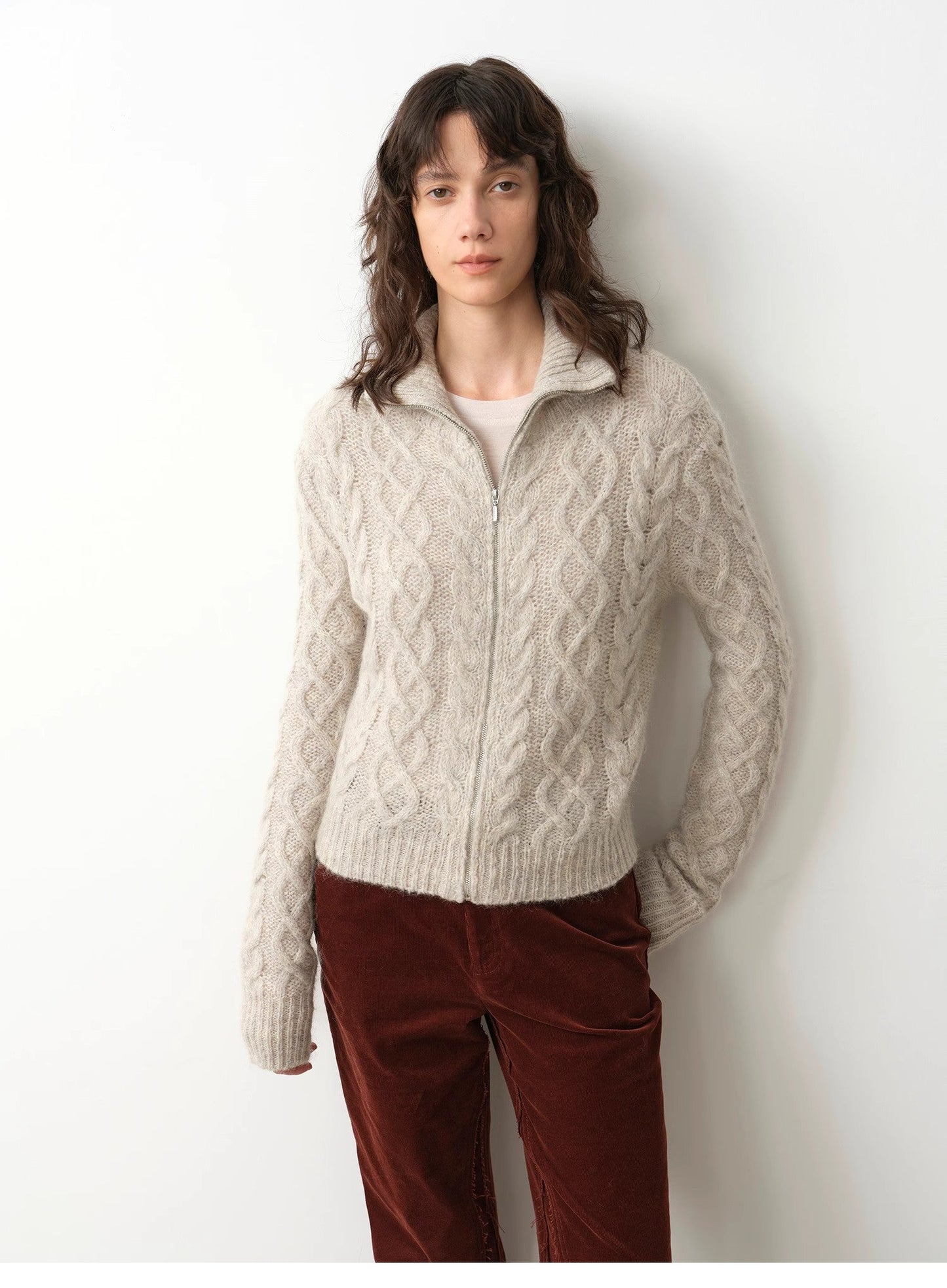 Vintage Mohair Wool Zipper Cardigan