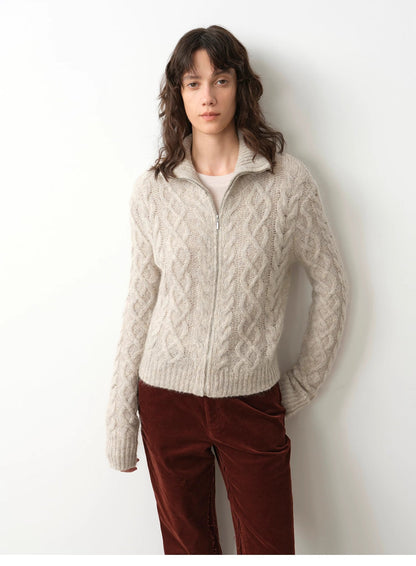 Vintage Mohair Wool Zipper Cardigan