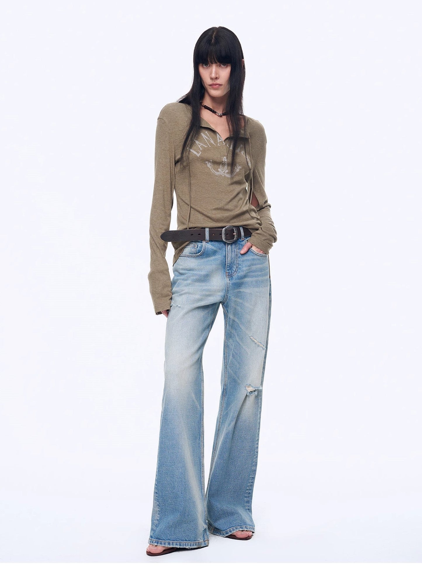 Handmade Whisker Flared Jeans – Spring Blue Wash