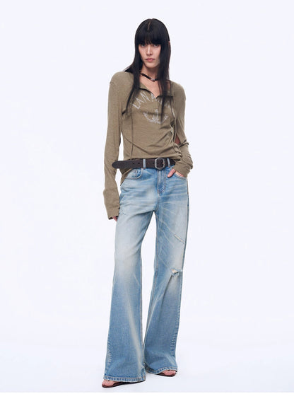 Handmade Whisker Flared Jeans – Spring Blue Wash