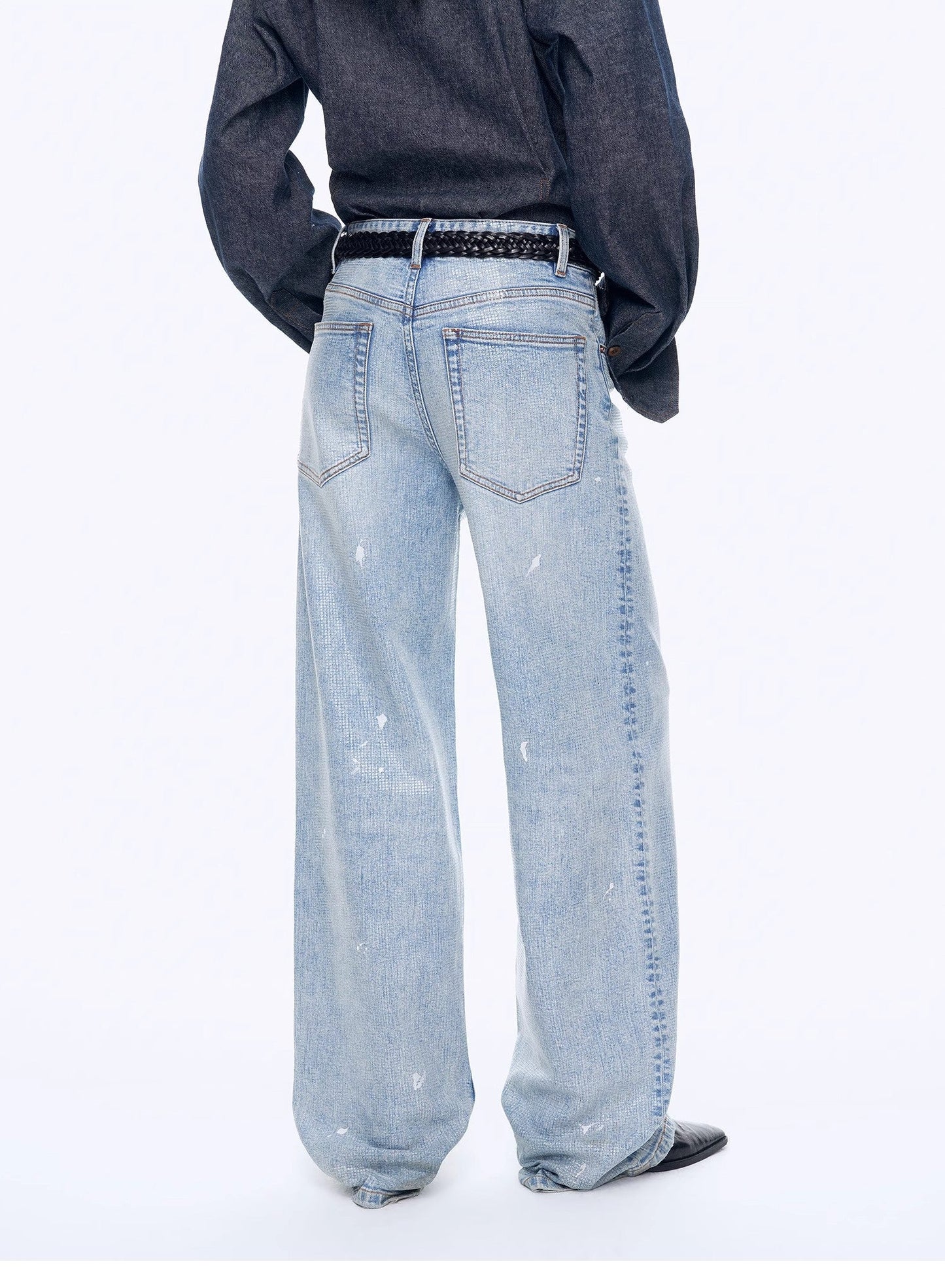 Distressed Dirty-Dyed Tencel Cotton Jeans – Vintage Glam Streetwear