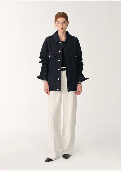 Customized Cotton Fabric Skin-Friendly Washed Drape Versatile Wide-Leg Jeans