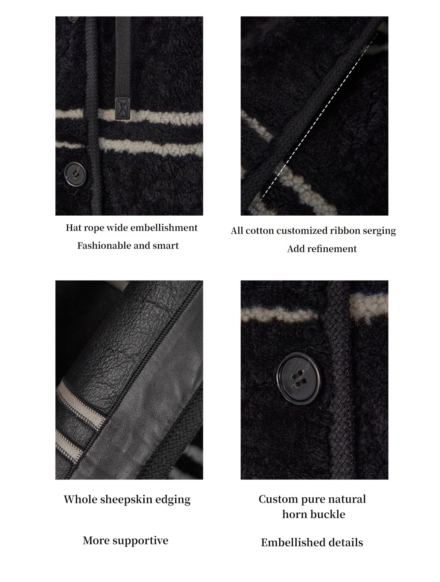 Fireladyfur Women's Lamb Wool Striped Jacket