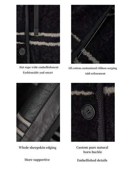 Fireladyfur Women's Lamb Wool Striped Jacket