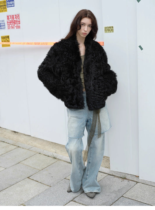 Fireladyfur Women's Reversible Standing Collar Tuscan Sheepskin Coat