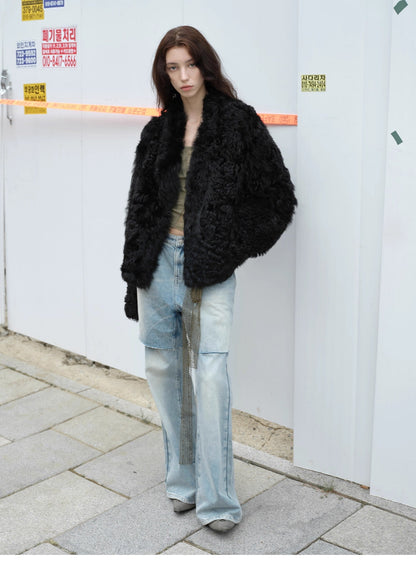 Fireladyfur Women's Reversible Standing Collar Tuscan Sheepskin Coat