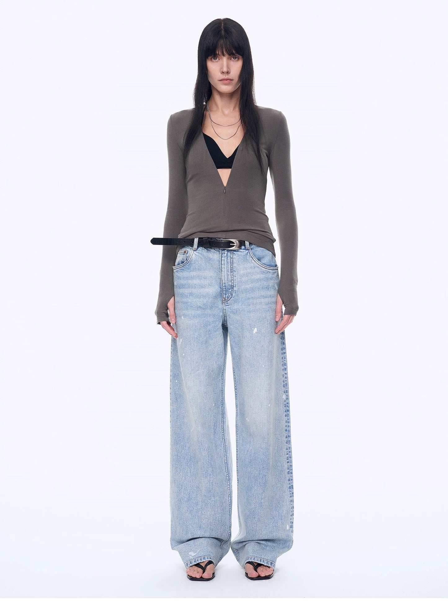 Distressed Dirty-Dyed Tencel Cotton Jeans – Vintage Glam Streetwear