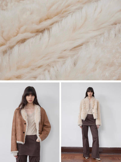 Fireladyfur Women's Reversible Standing Collar Tuscan Sheepskin Coat