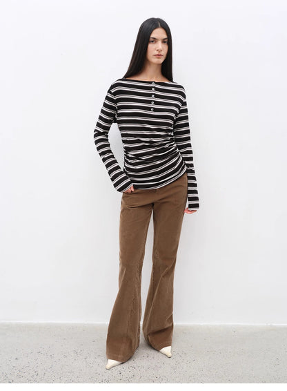 Road to Extraordinary Retro Corduroy Flared Trousers