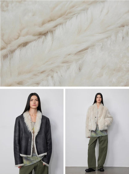 Fireladyfur Women's Reversible Standing Collar Tuscan Sheepskin Coat