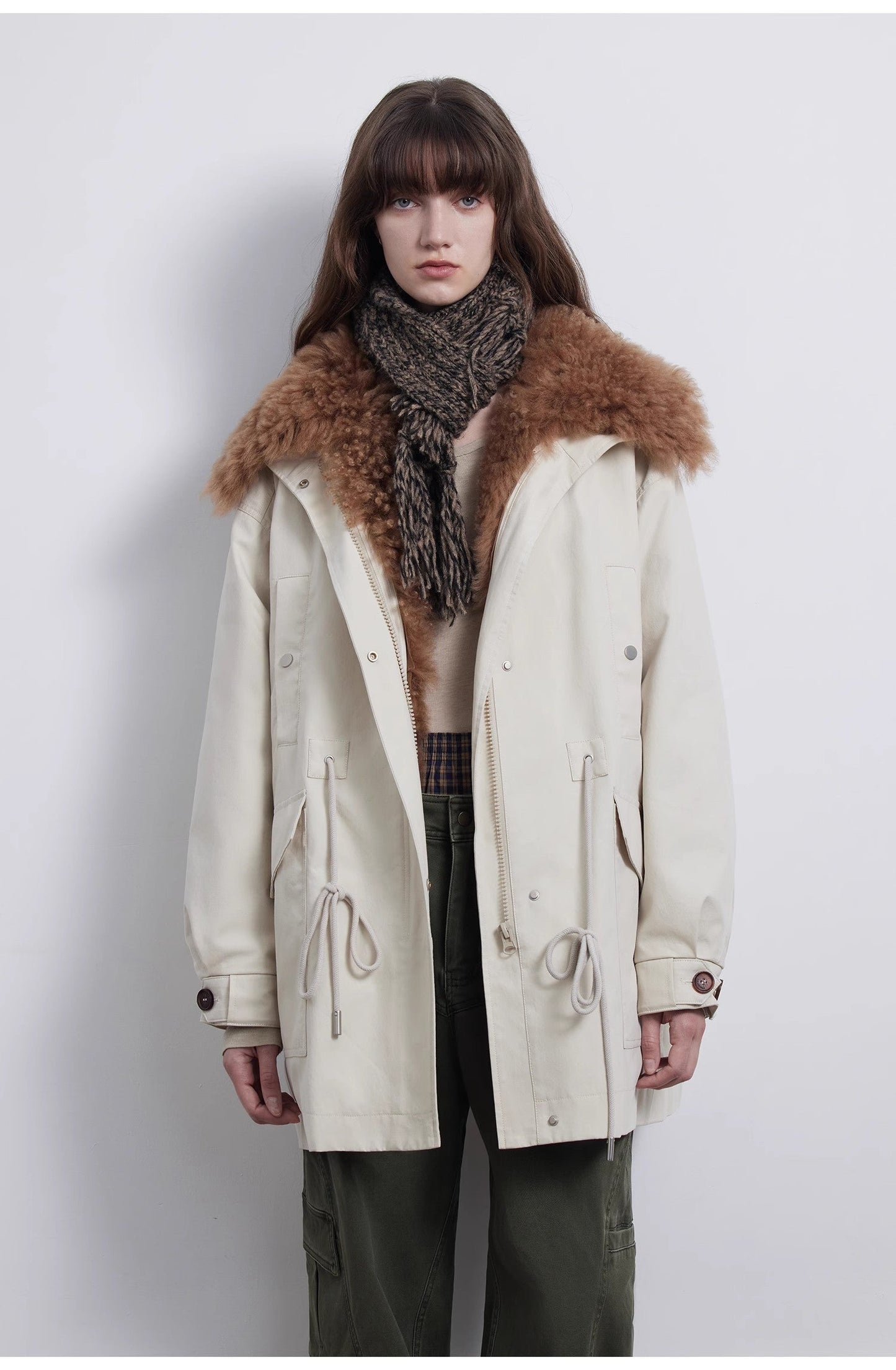 Fireladyfur Women's Removable Mid-Length Down Jacket