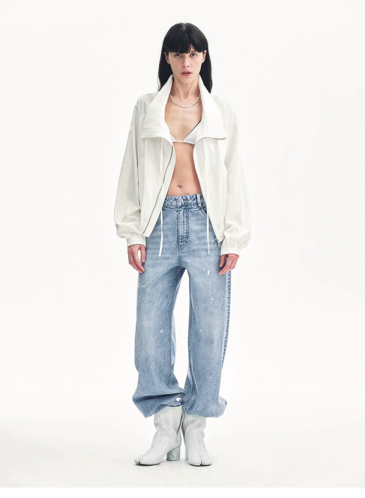 Distressed Dirty-Dyed Tencel Cotton Jeans – Vintage Glam Streetwear