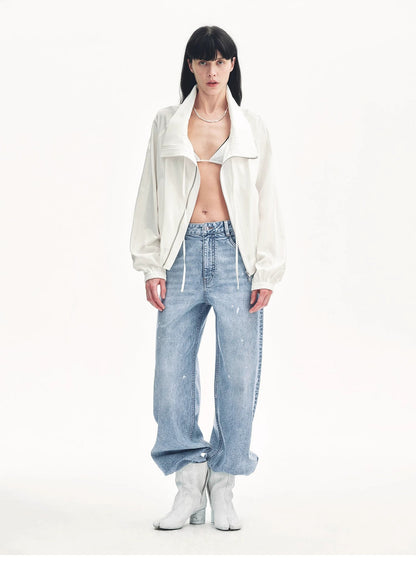 Distressed Dirty-Dyed Tencel Cotton Jeans – Vintage Glam Streetwear