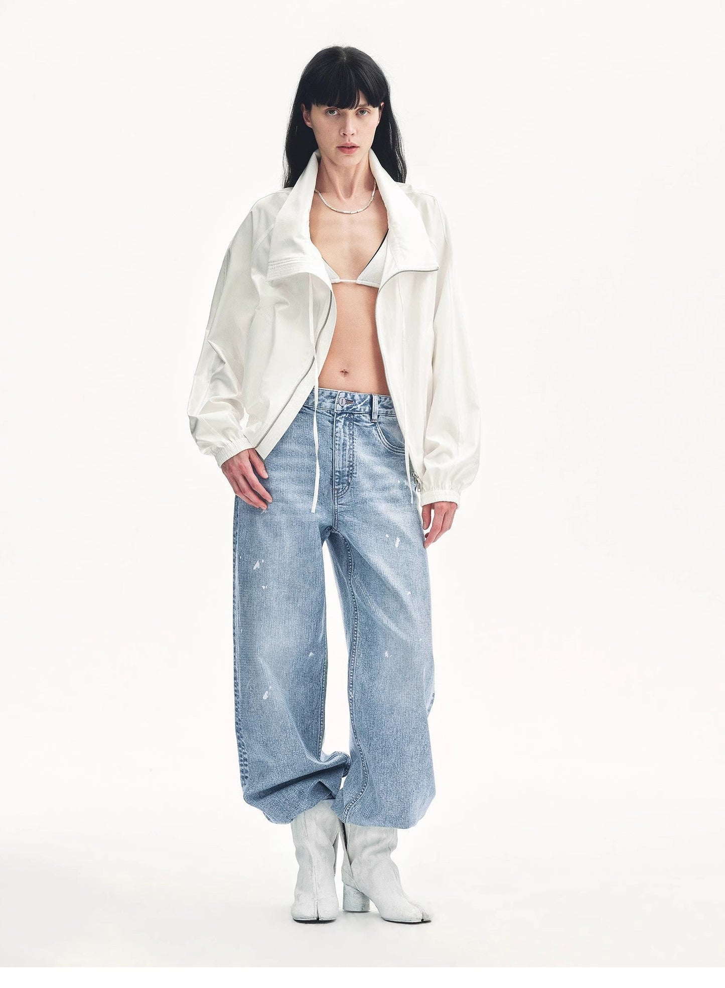 Distressed Dirty-Dyed Tencel Cotton Jeans – Vintage Glam Streetwear