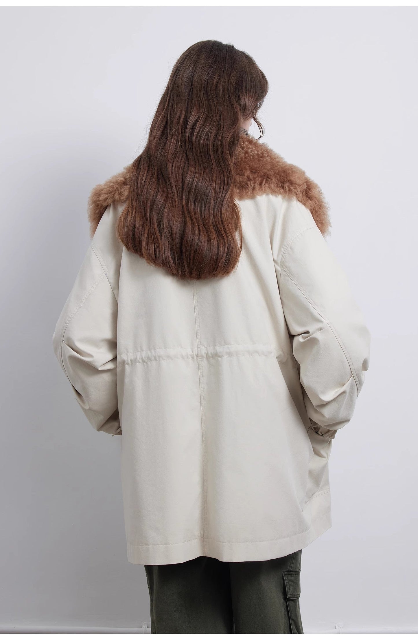 Fireladyfur Women's Removable Mid-Length Down Jacket