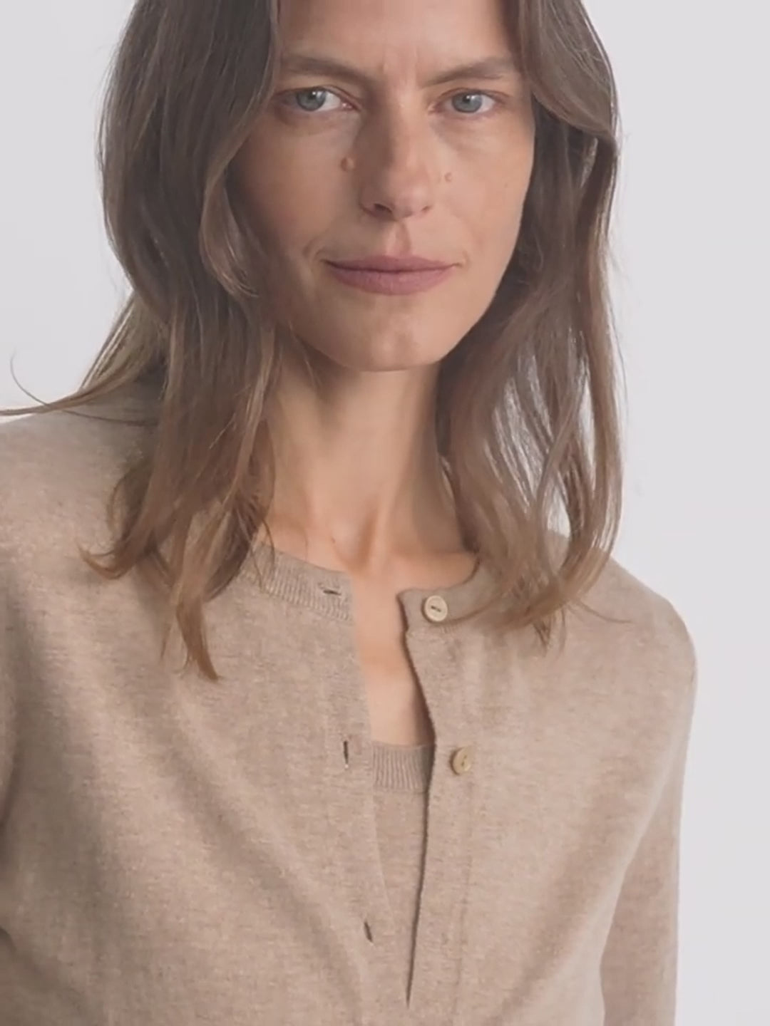 Multi-Color Wool Cotton Knit Cardigan & Base Layer Top