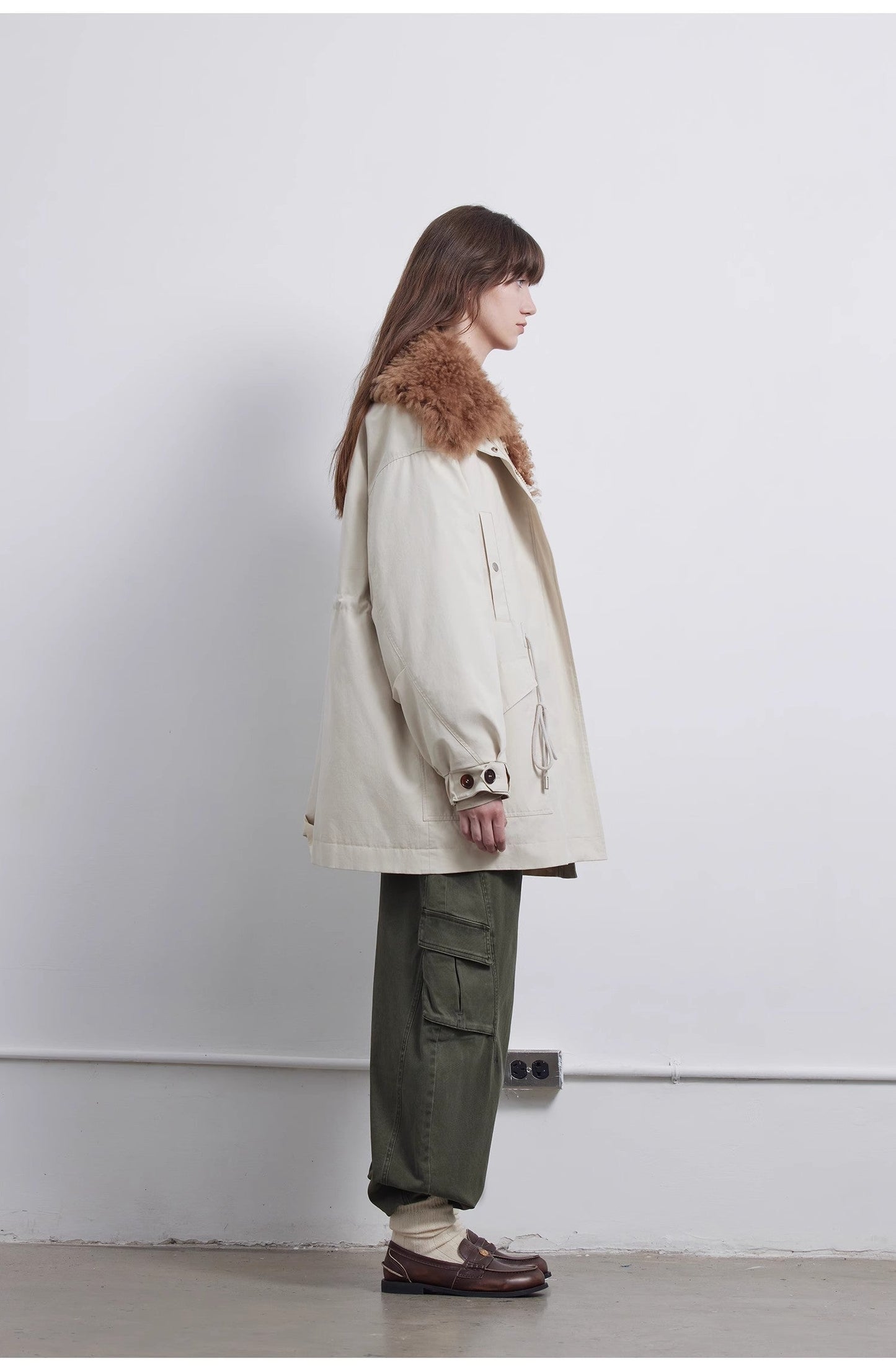 Green Mile Miracle Loose Drawstring Down Removable Mid-Length Jacket