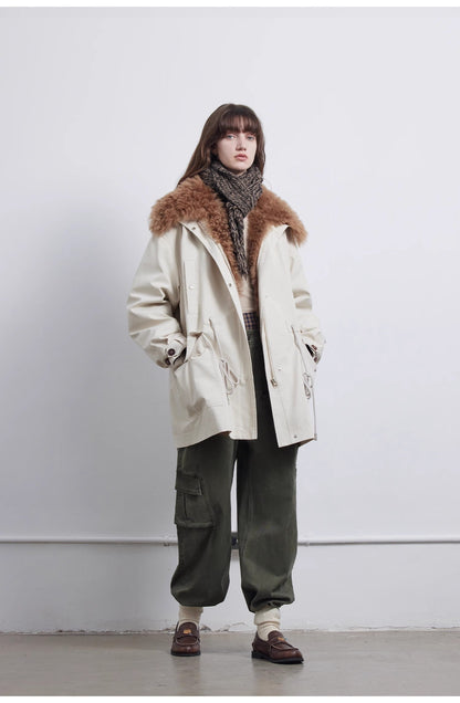 Green Mile Miracle Loose Drawstring Down Removable Mid-Length Jacket