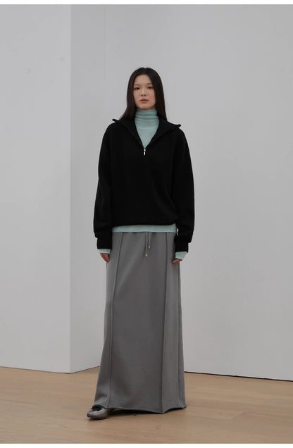 Merino Wool Lazy Loose Zipper Turtleneck Sweater