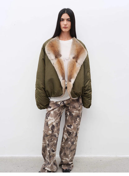 Fireladyfur Women's Short Parka Jacket