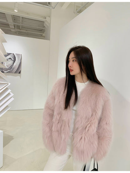 Fireladyfur Women's Finland Saga Fox Fur Fashion Cardigan