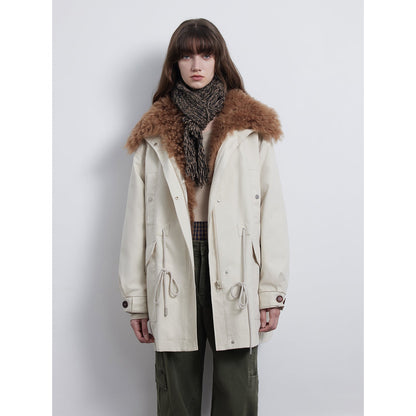 Green Mile Miracle Loose Drawstring Down Removable Mid-Length Jacket