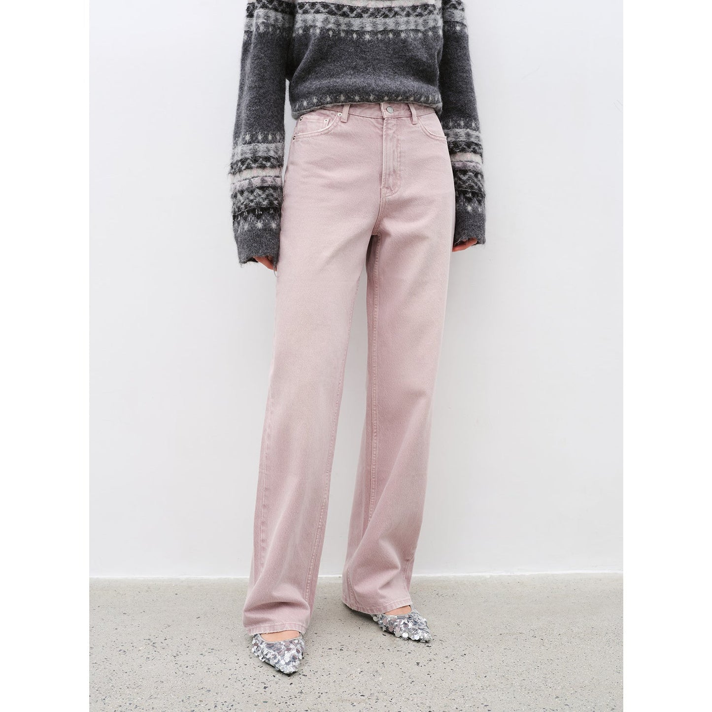 Fireladyfur Pink Vintage Straight Jeans – All-Match Casual Denim