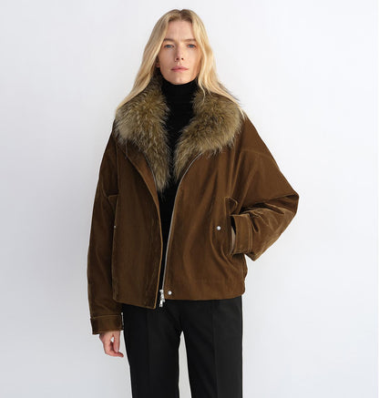 Loose Parka With Detachable Raccoon Fur Collar – Retro Chic Winter