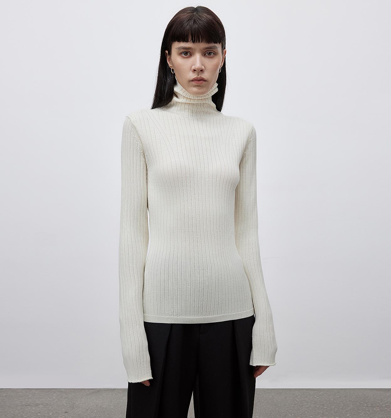 Machine Washable Wool Pile Collar Turtleneck