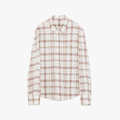 Plaid Sketch Vintage Linen Two-Piece Set – Retro Check Shirt & Skirt