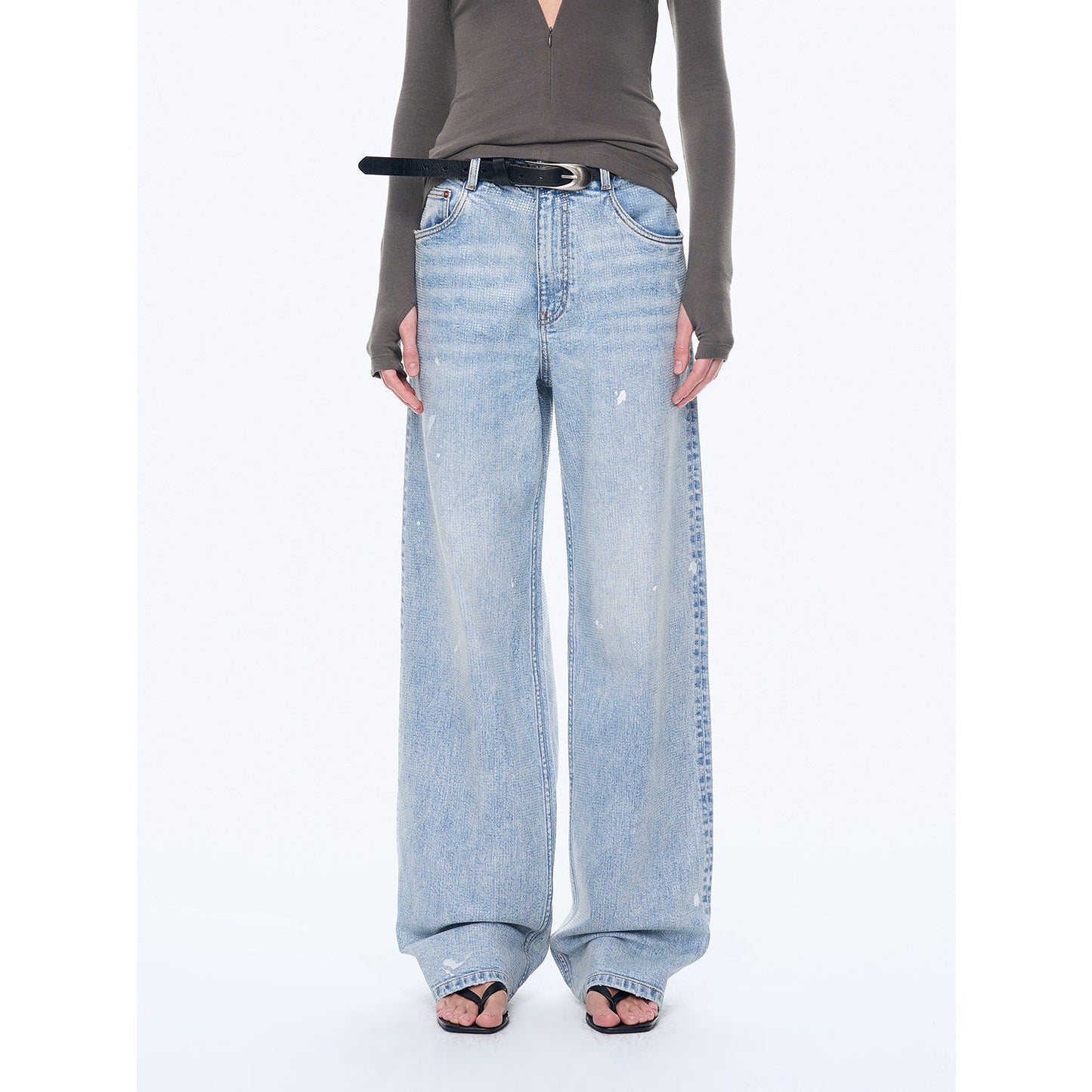 Distressed Dirty-Dyed Tencel Cotton Jeans – Vintage Glam Streetwear