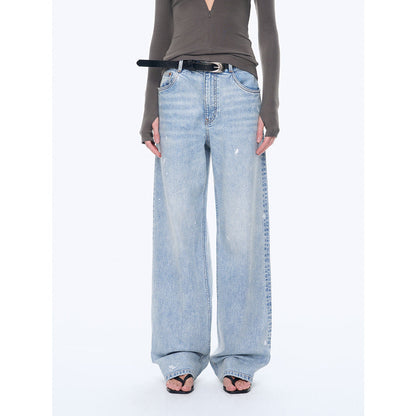 Distressed Dirty-Dyed Tencel Cotton Jeans – Vintage Glam Streetwear