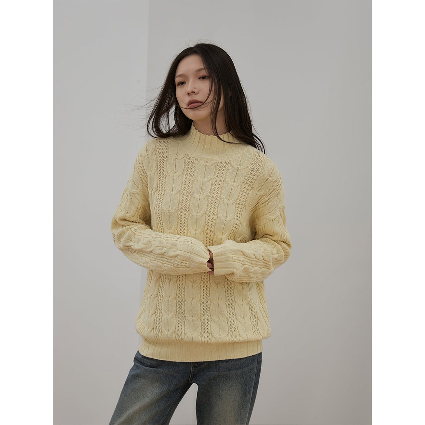 Merino Wool Twisted Oversized Turtleneck Sweater