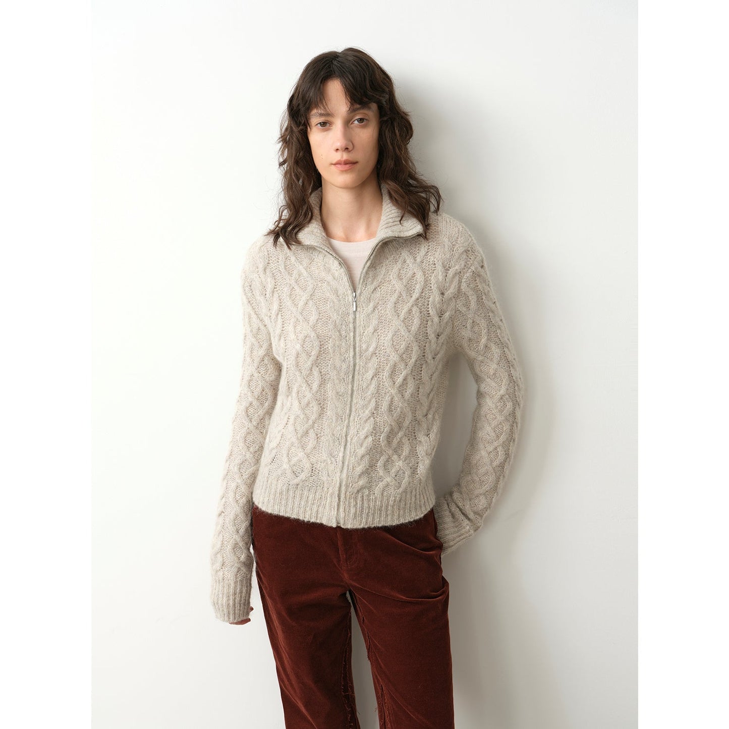 Vintage Mohair Wool Zipper Cardigan