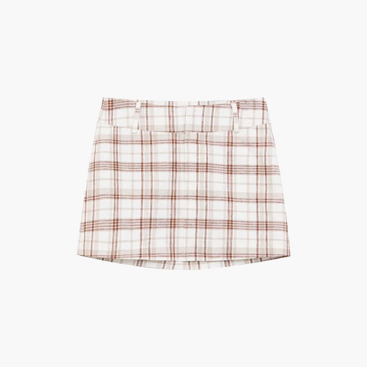 Plaid Sketch Vintage Linen Two-Piece Set – Retro Check Shirt & Skirt