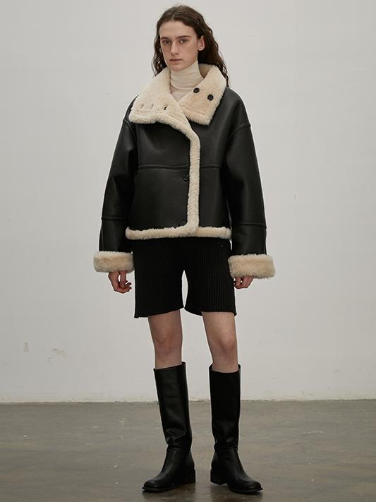 Fireladyfur Reversible Motorcycle Jacket – Wool & Suede Shearling